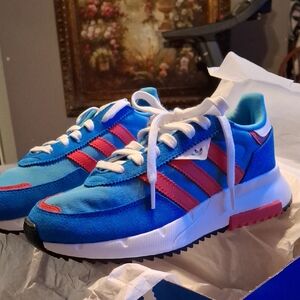 Adidas Vibrant Blue and Red Sneakers